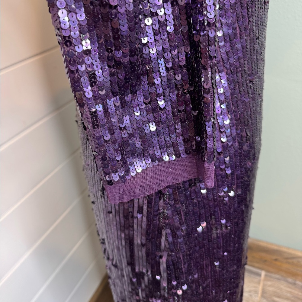 Vintage 80s/90s Niteline Purple Sequin Cocktail Dress – Size 14 - Picture 5 of 6